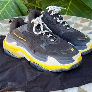 Balenciaga triple s women's sneakers black & yellow